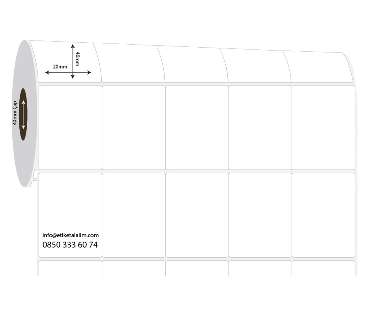 PP Opak Etiket20mm x 40mm 5'li Bitişik PP Opak Etiket