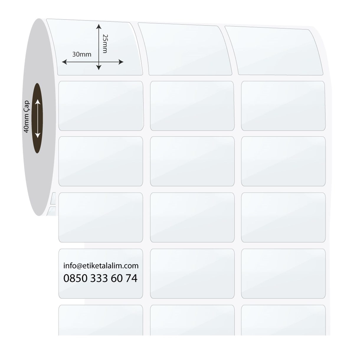 PP Şeffaf Etiket30mm x 25mm 3'lü Ara Boşluklu  PP Şeffaf Etiket