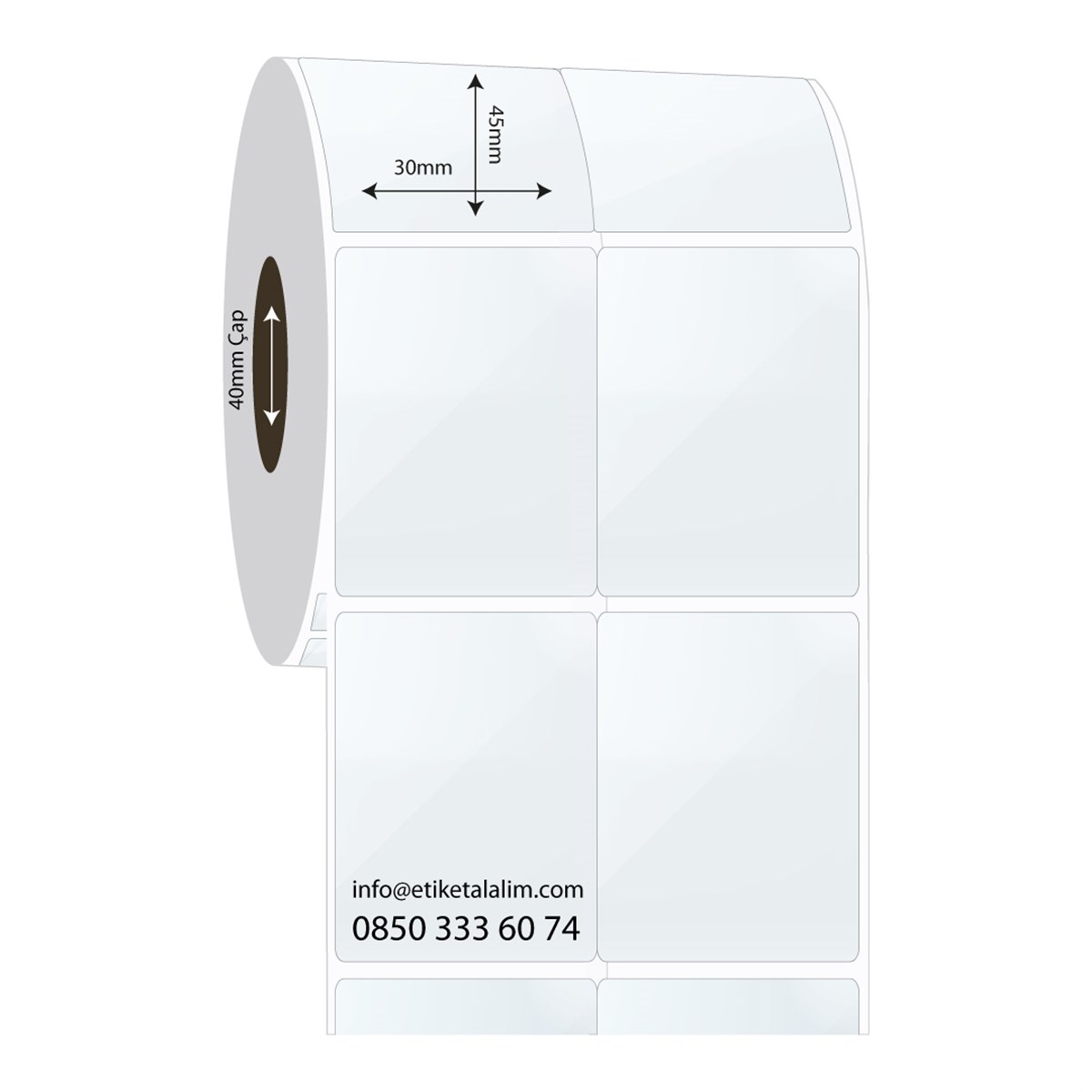 PP Şeffaf Etiket30mm x 45mm 2'li Bitişik PP Şeffaf Etiket
