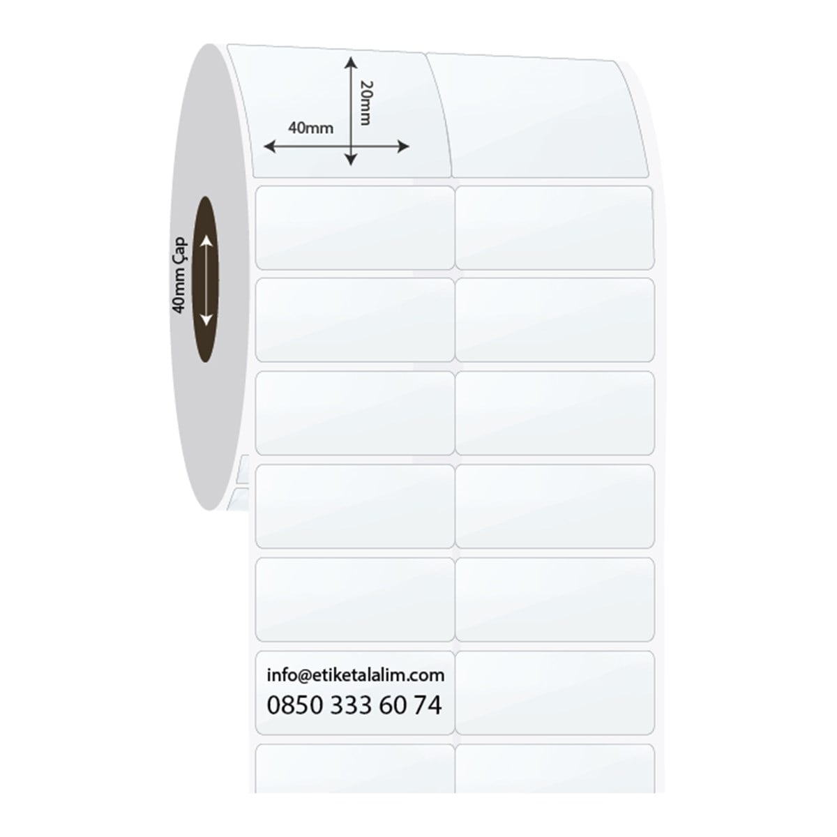 PP Şeffaf Etiket40mm x 20mm 2'li Bitişik PP Şeffaf Etiket