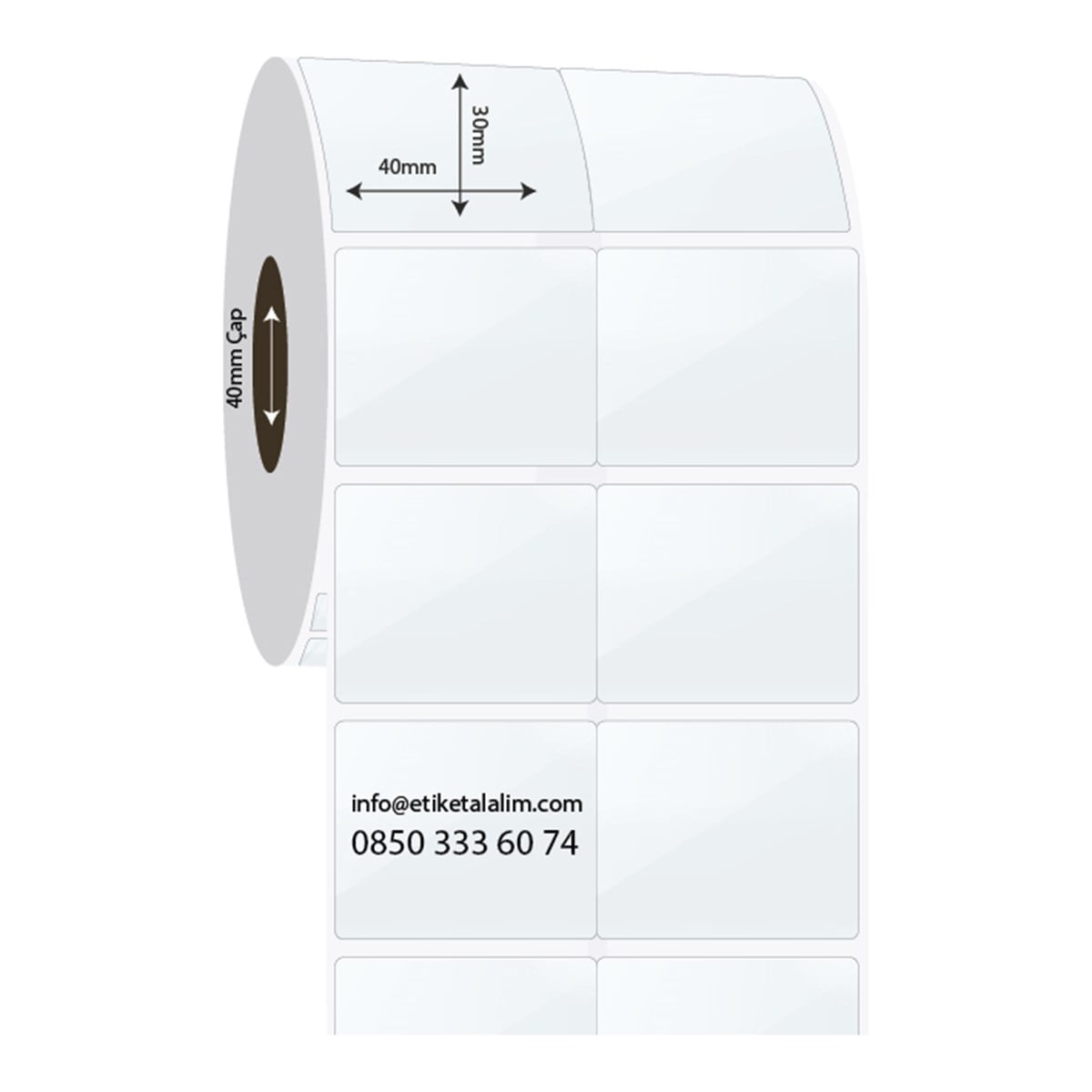 PP Şeffaf Etiket40mm x 30mm 2'li Bitişik PP Şeffaf Etiket