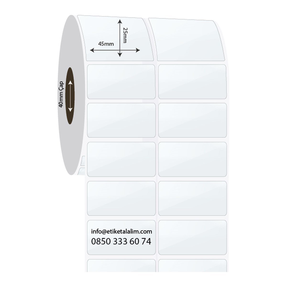 PP Şeffaf Etiket45mm x 25mm 2'li Ara Boşluk PP Şeffaf Etiket
