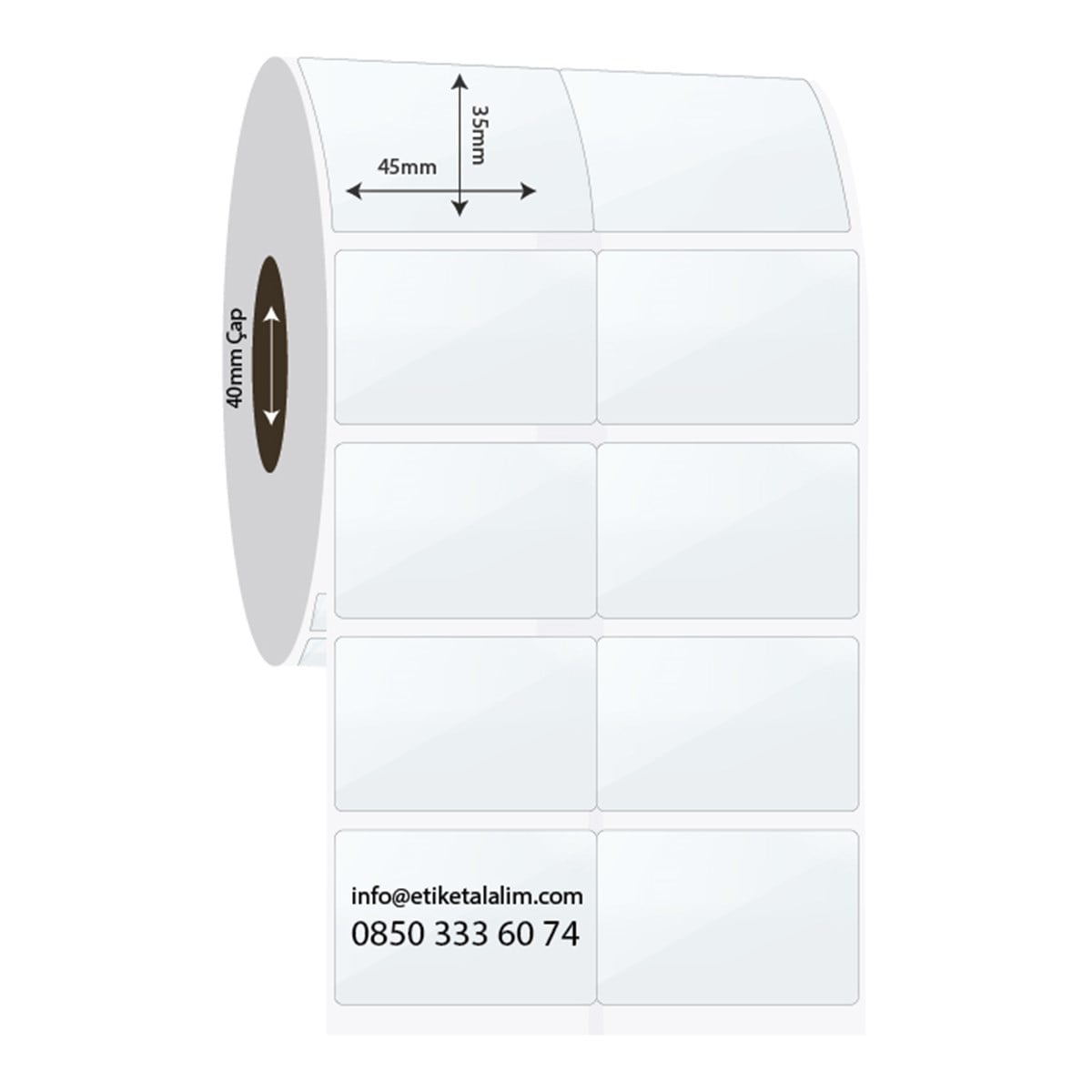 PP Şeffaf Etiket45mm x 35mm 2'li Bitişik PP Şeffaf Etiket