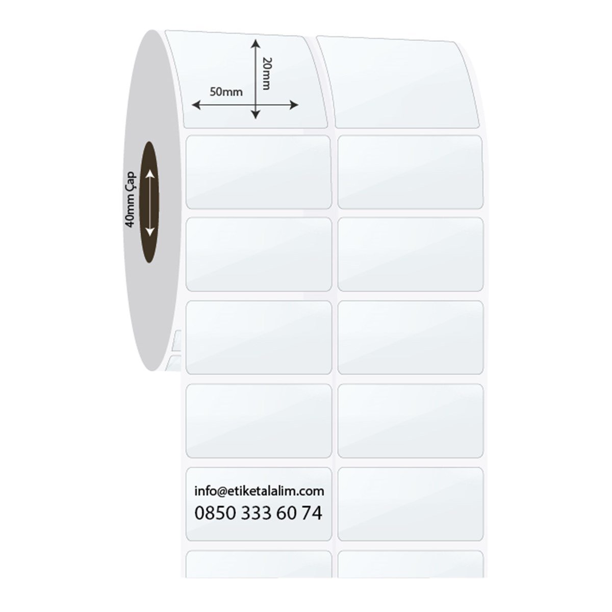 PP Şeffaf Etiket50mm x 20mm 2'li Ara Boşluklu PP Şeffaf Etiket