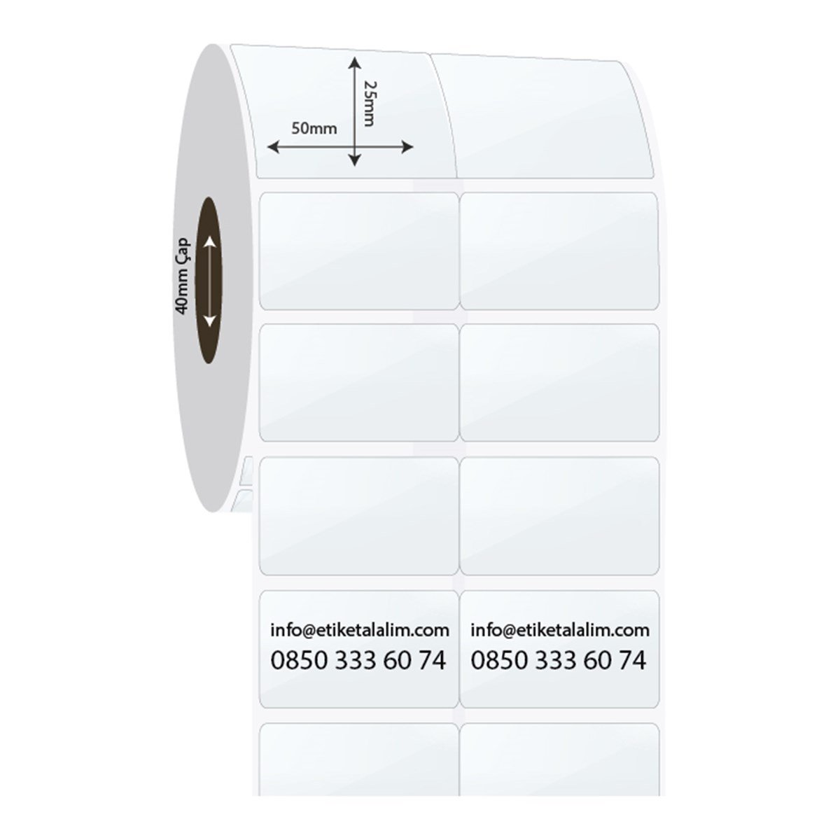 PP Şeffaf Etiket50mm x 25mm 2'li Bitişik PP Şeffaf Etiket