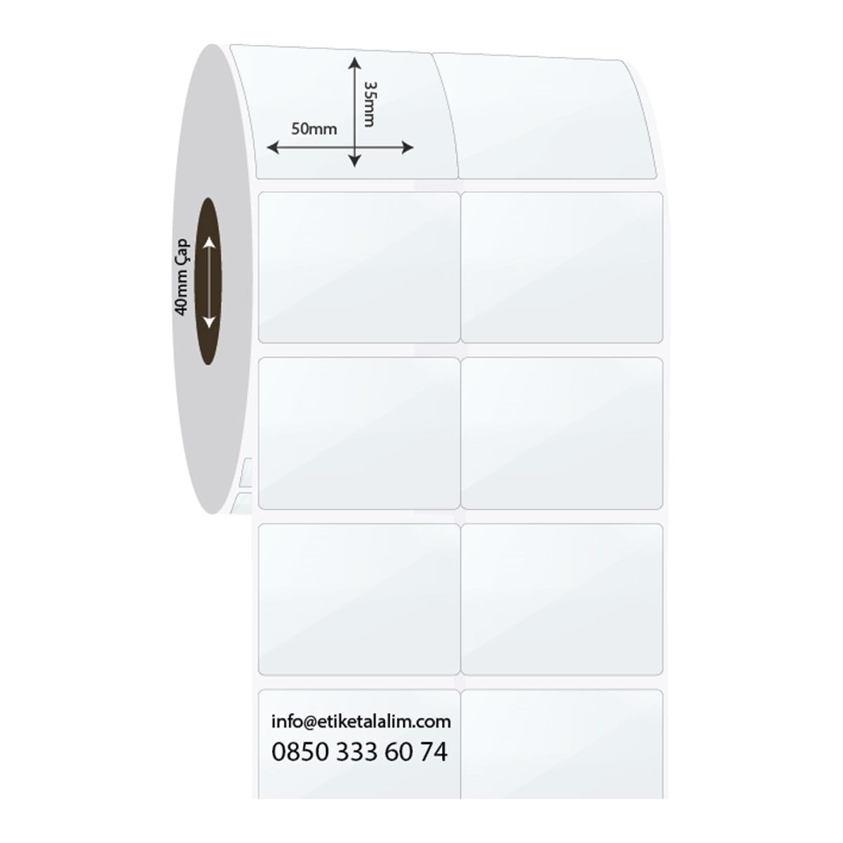 PP Şeffaf Etiket50mm x 35mm 2'li Bitişik PP Şeffaf Etiket