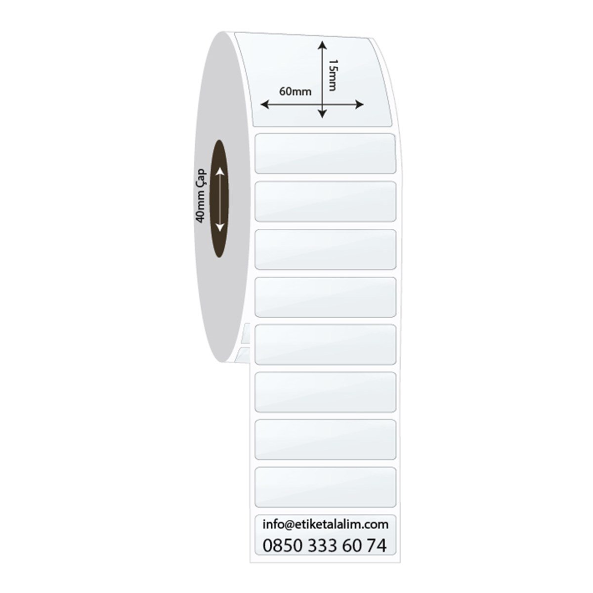 PP Şeffaf Etiket60mm x 15mm PP Şeffaf Etiket