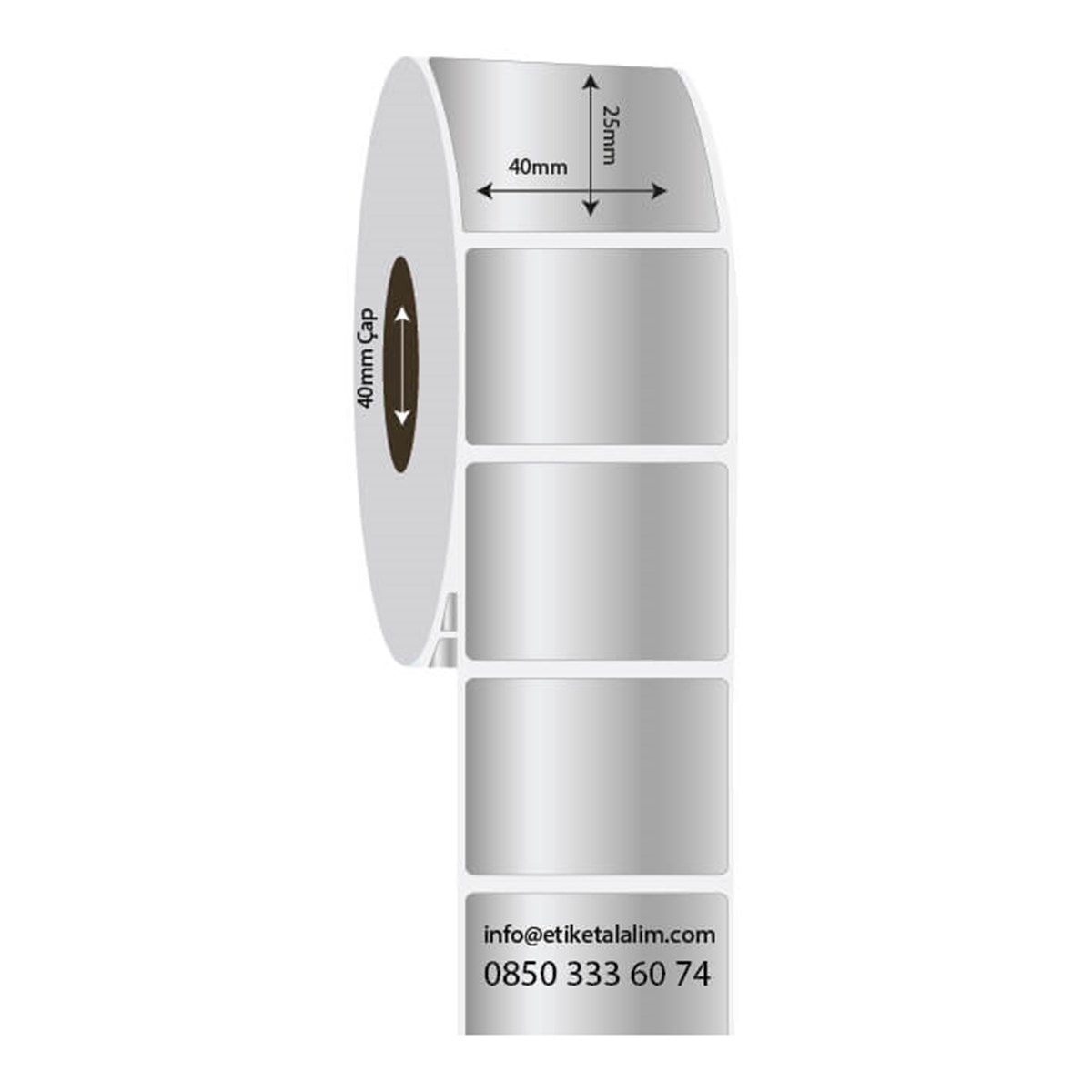 Silver Mat Etiket (Sticker)40mm x 25mm Silver Mat Etiket (Sticker)