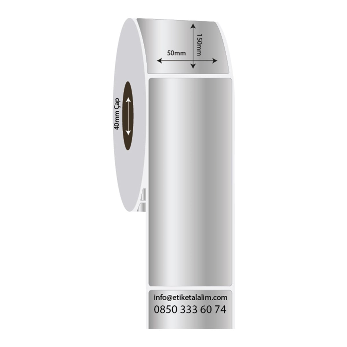 Silver Mat Etiket (Sticker)50mm x 150mm Silver Mat Etiket