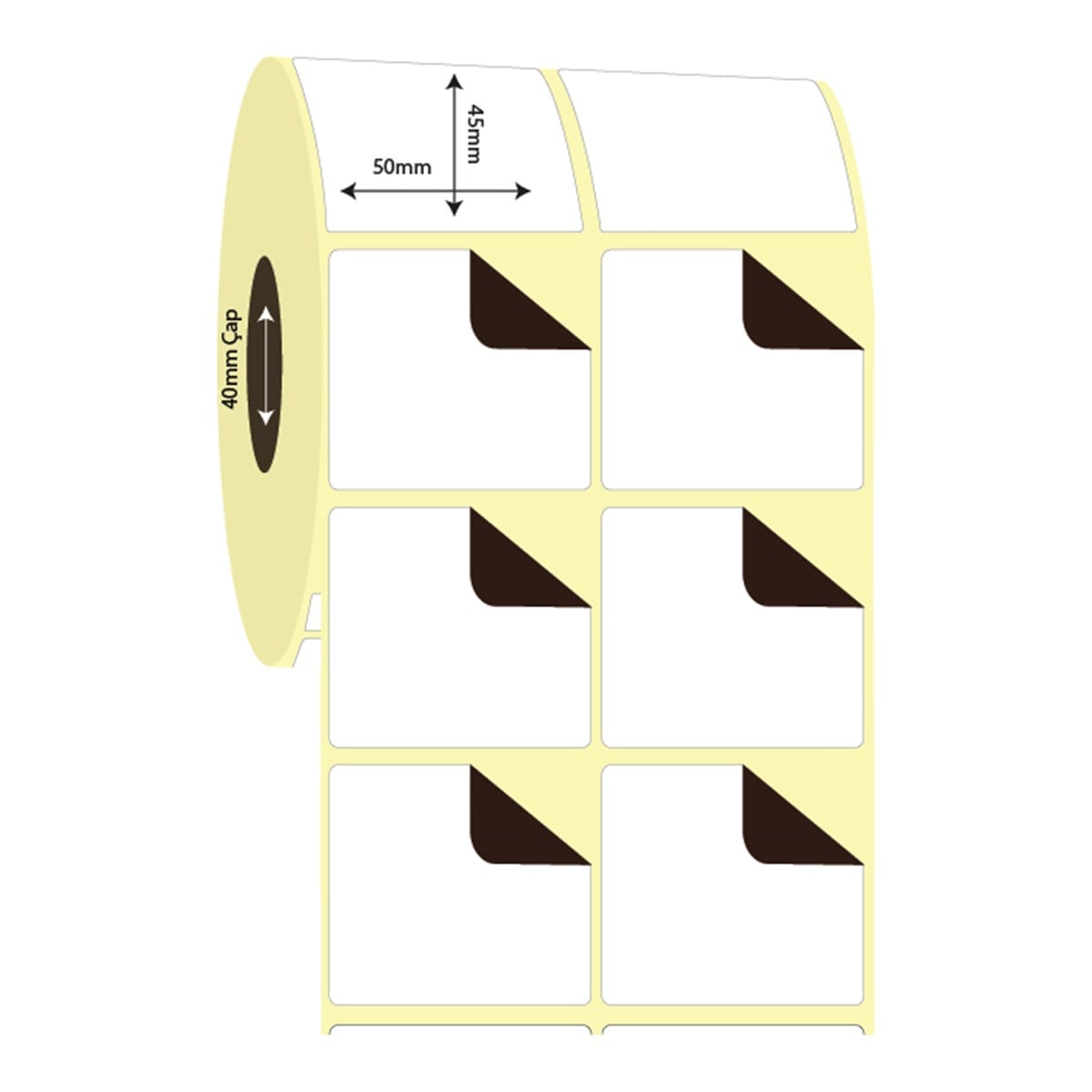 Termal Sürsajlı-Örtücü Etiket (sticker)50mm x 45mm 2'li Ara Boşluklu Termal Sürsajlı Etiket