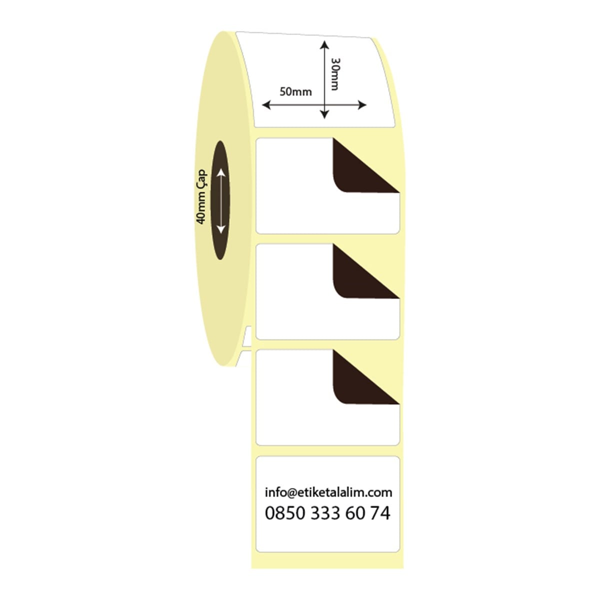 Termal Sürsajlı-Örtücü Etiket (sticker)50mm x 30mm Termal Sürsajlı Eitket