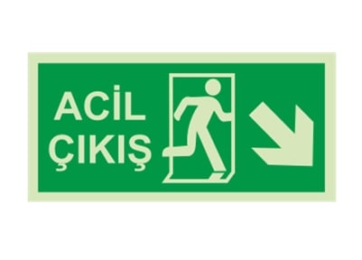 Acil Çıkış Sağ Aşağı Ok Lümen