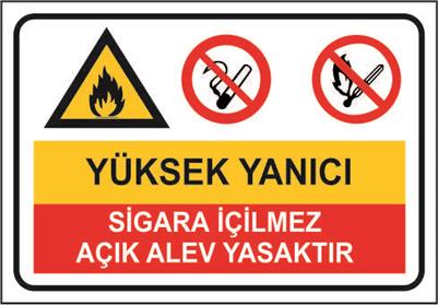 Yüksek Yanıcı Sigara İçilmez Açık Alev Yasaktır