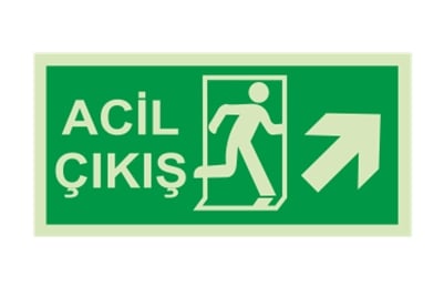 Acil Çıkış Sağ Üst Ok Lümen
