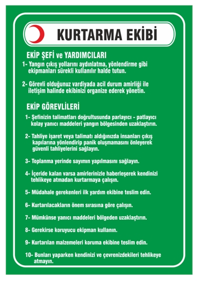 İlkyardım Kurtarma Ekibi Talimat