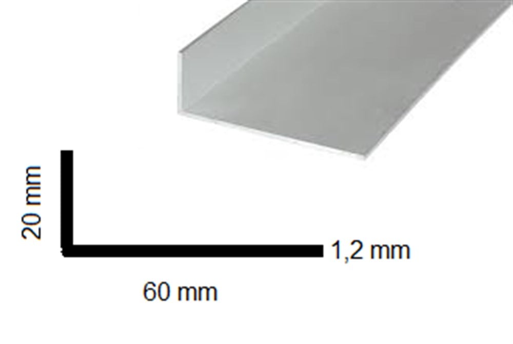 Aluminyum Köşebent 20x60 mm