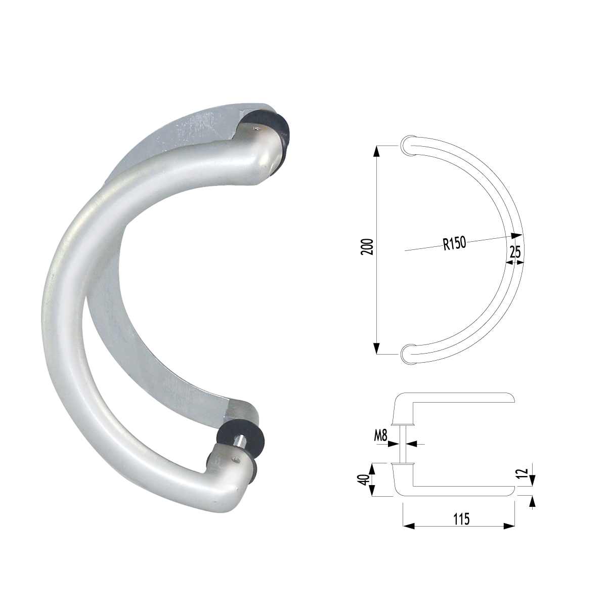 ALUMİNYUM YARIM AY KOL