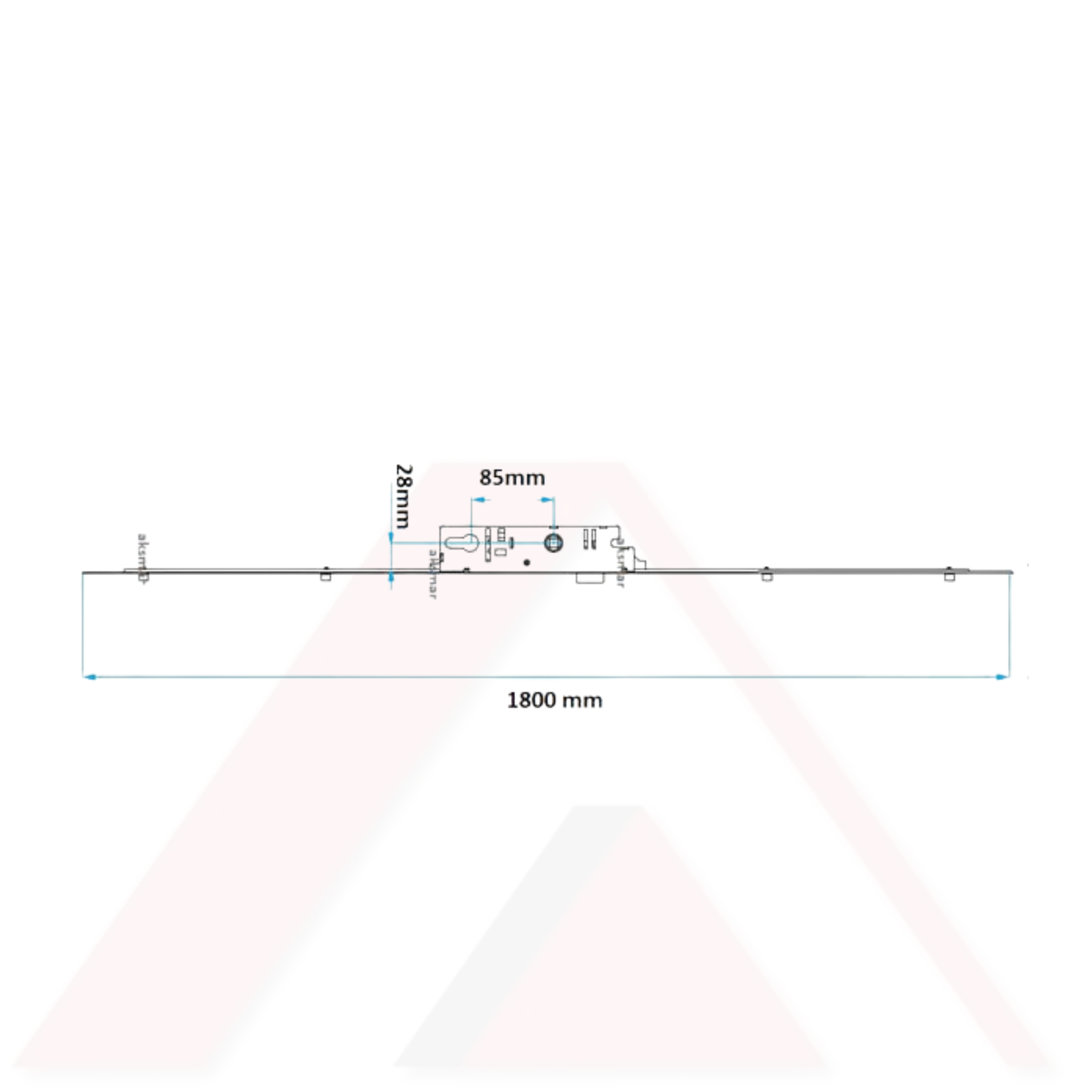 CYGNUS KİLİTLİ KAPI İSPANYOLETİ DÜZ PİMLİ  28x85mm KOLDAN TAHRİKLİ