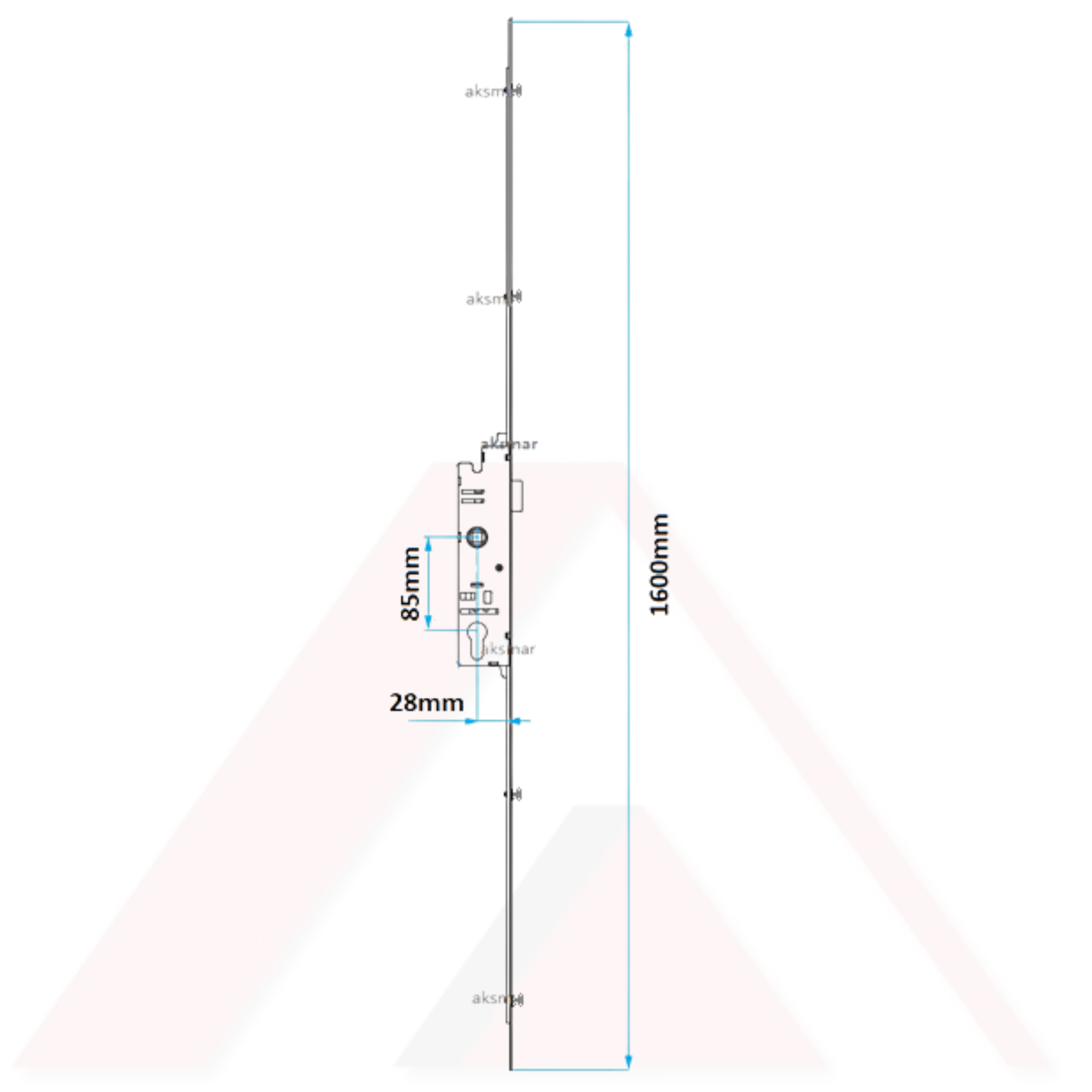 CYGNUS KİLİTLİ KAPI İSPANYOLETİ MANTAR BAŞLI PİMLİ  28x85mm KOLDAN TAHRİKLİ