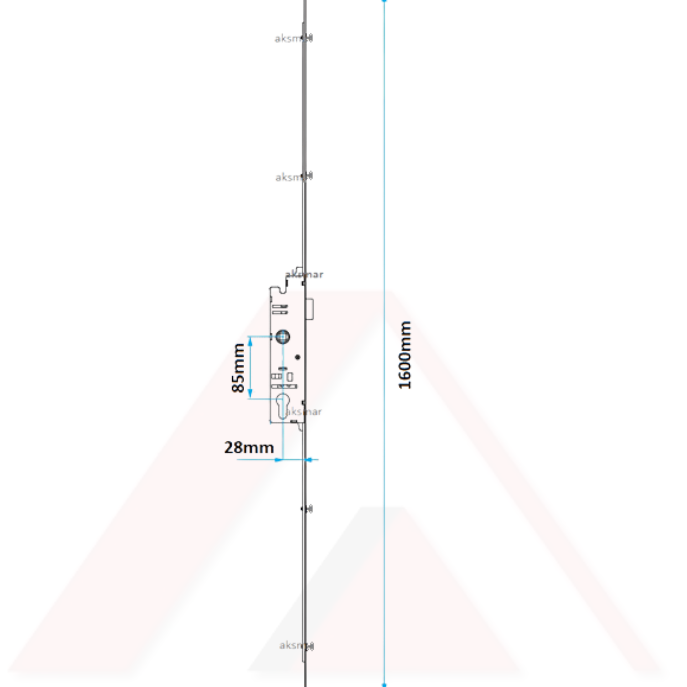 CYGNUS KİLİTLİ KAPI İSPANYOLETİ MANTAR BAŞLI PİMLİ  35x85mm KOLDAN TAHRİKLİ