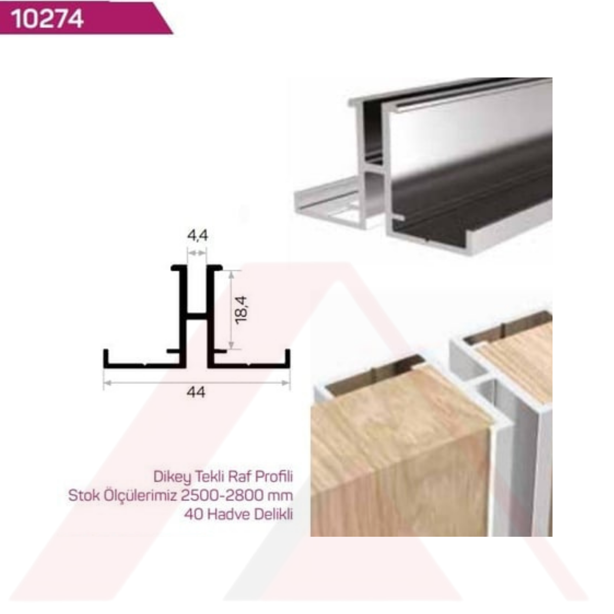 DİKEY TEKLİ RAF PROFİLİ (40 HADVE DELİKLİ)