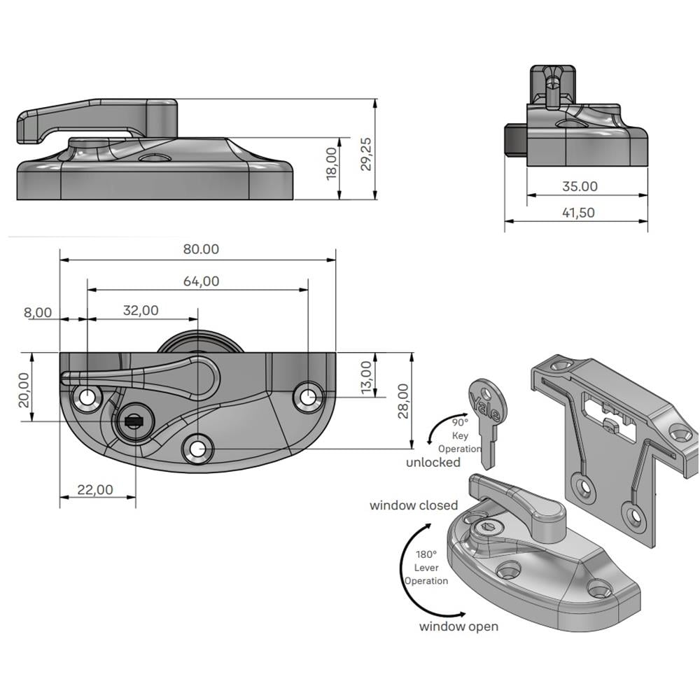 GİYOTİN PENCERE KANAT KİLİDİ ANAHTARLI