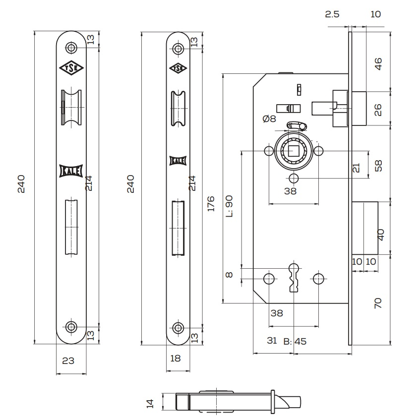 KALE 141R  KALE İÇ ODA GÖMME KİLİT OVAL AYNA