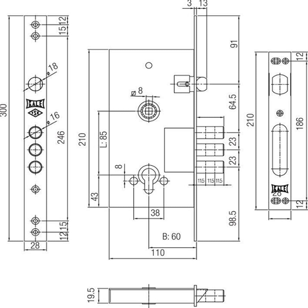 KALE 252R MONOBLOK ÇELİK KAPI KİLİDİ BİLYALI BARELLİ KROM 60 MM