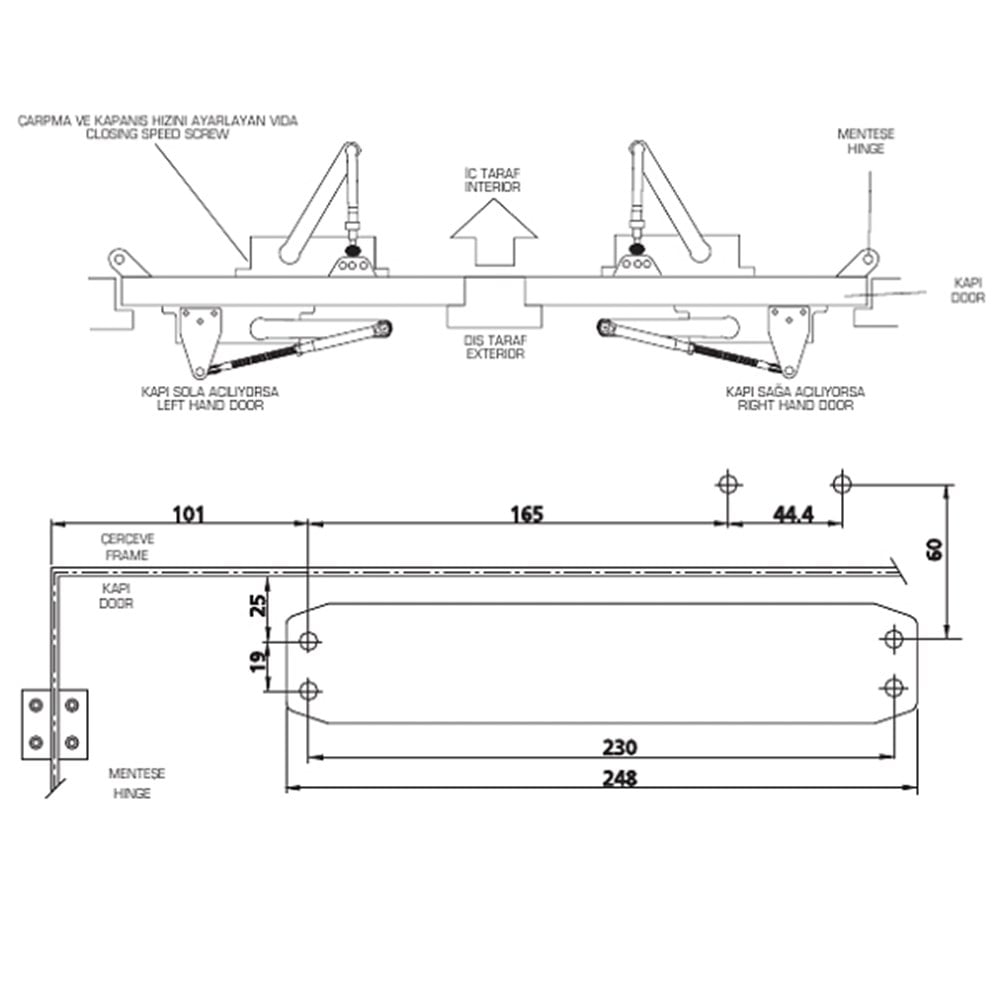 KALE KD002 KAPI KAPATICI HİDROLİĞİ (25-120) NO.2-5 /25-120 KG
