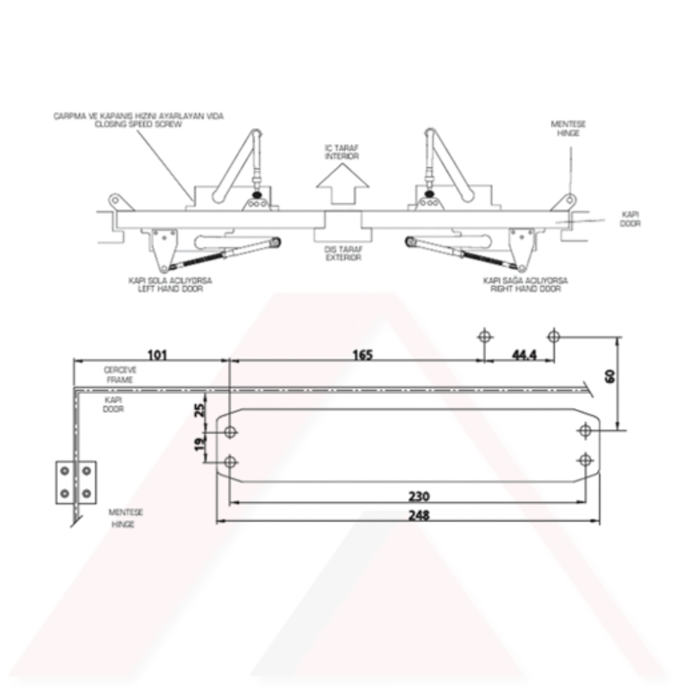 KALE KD002 KAPI KAPATICI HİDROLİĞİ (50-220) NO.2 /25-45 KG