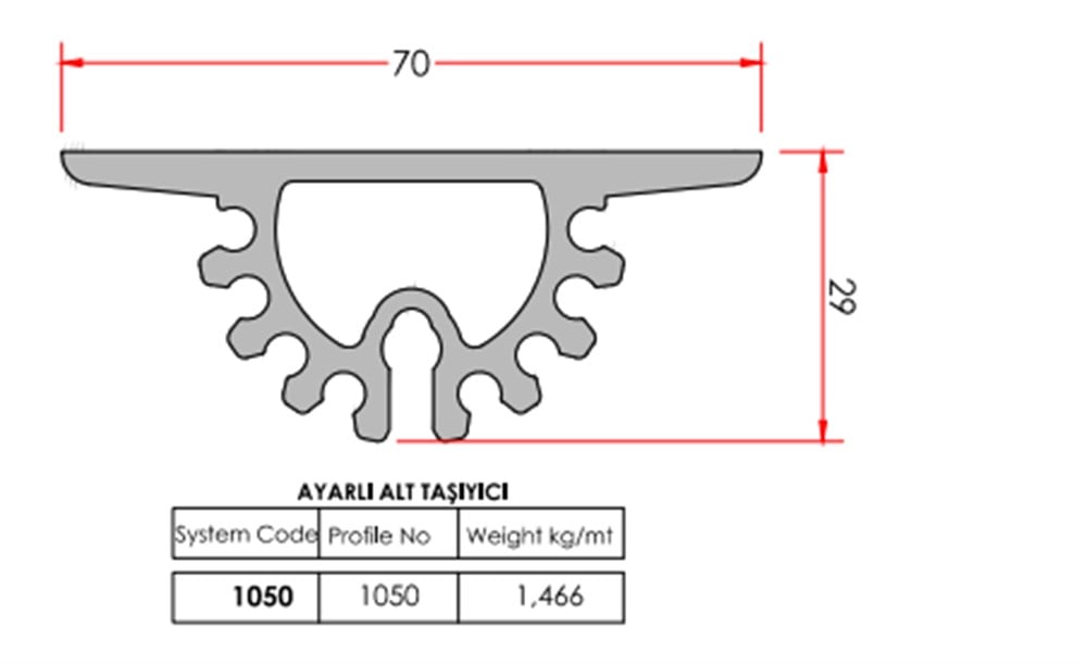 GÜNEŞ KIRICI ALT AYAR PROFİLİ 