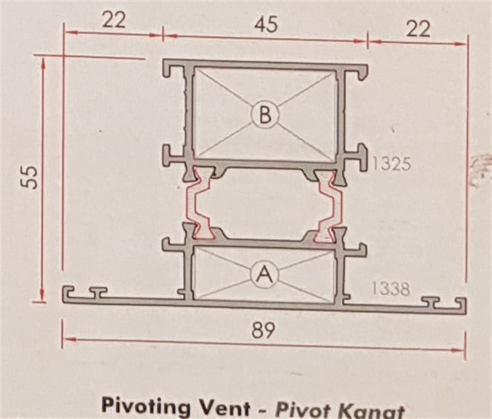 ALUMİNYUM pivot KANAT PROFİLİ  55 LİK SERİ YALITIMLI