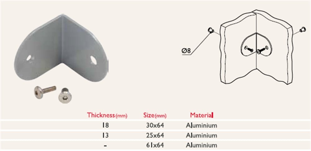 Kabin L Bağlantı Elemanı (Aluminyum)
