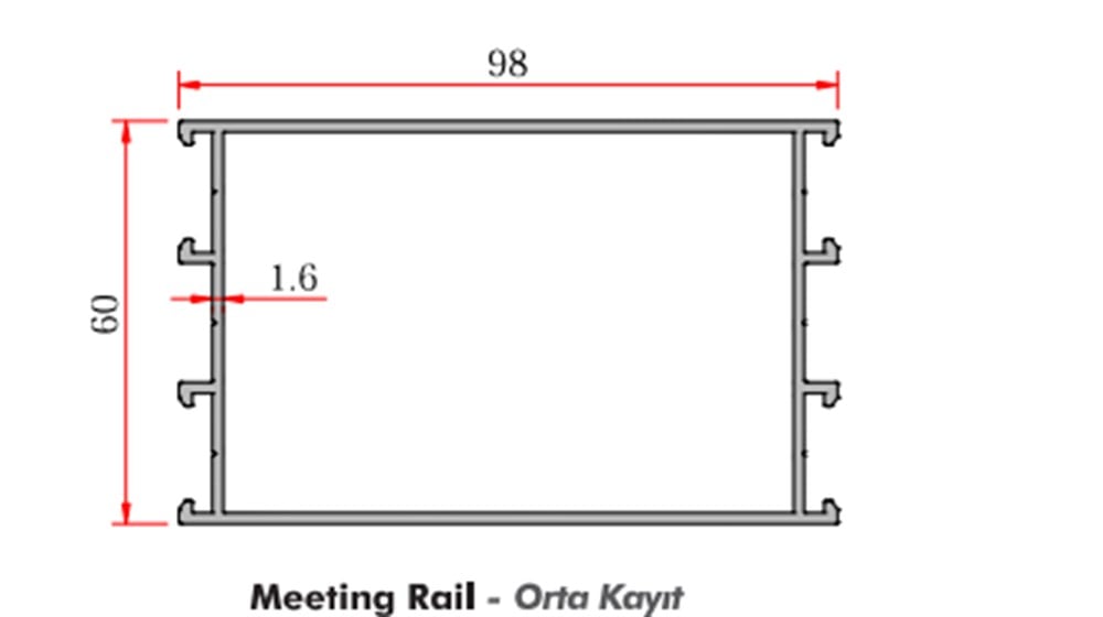 C60 ALUMİNYUM ORTA KAYIT PROFİLİ