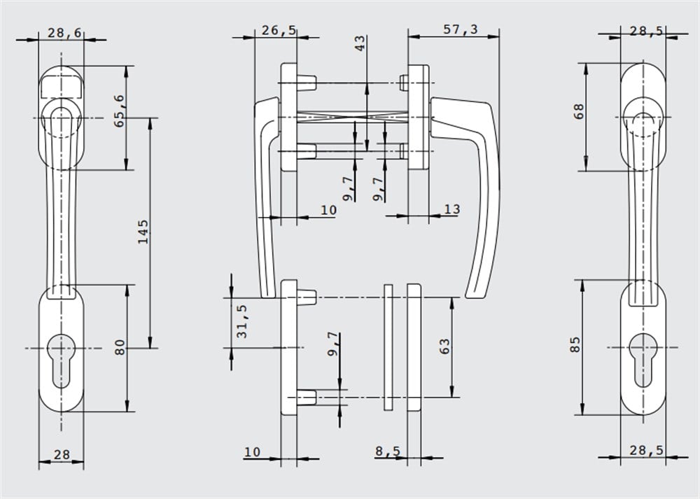 ROTOLİNE ROZETLİ İÇ NORMAL / DIŞ BASIK KAPI VE PENCERE KOLU