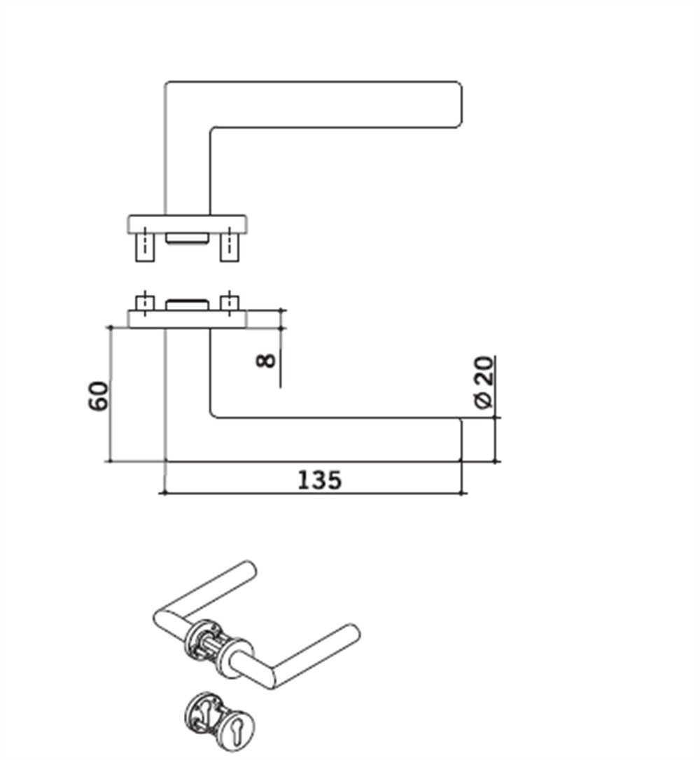 DORMA PURE 8906 YUVARLAK ROZETLİ KAPI KOLU