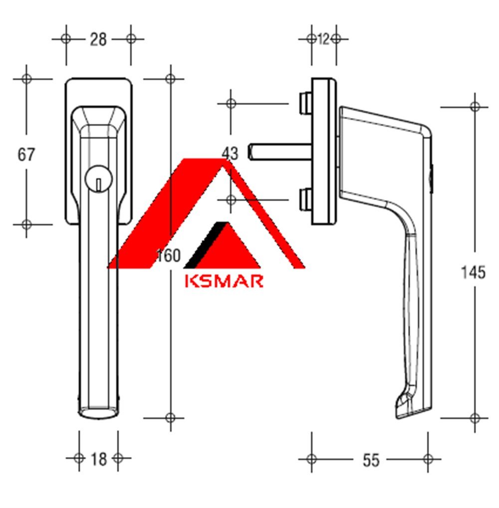 DIRIGENT Kilitli Pencere Kolu gümüş