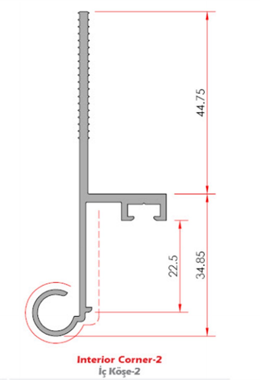 ALUMİNYUM COTTA İÇ KÖŞE PROFİLİ 1190