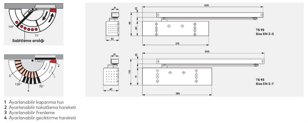 DORMA TS 93 KAYAR KOLLU KAPI KAPATICI