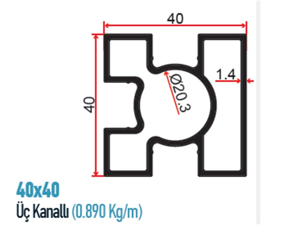 ÜÇ KANALLI DİKME PROFİLİ  PR08