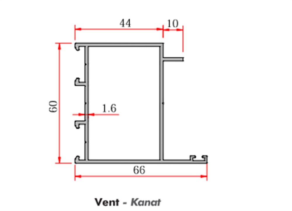 C60 ALUMİNYUM KAPI KANAT PROFİLİ