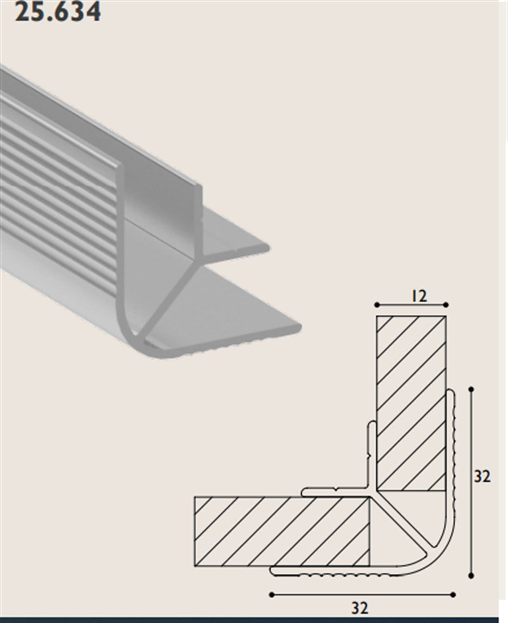 ISLAK ZEMİN KÖŞE DÖNÜŞ ALUMİNYUM PROFİL MAT ELOKSAL 