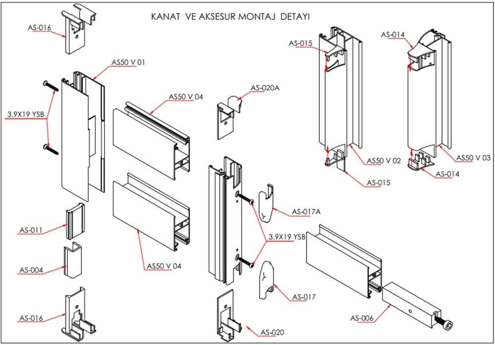 ALUMİNYUM YALITIMSIZ SÜRME İKİ KANAT HAREKETLİ