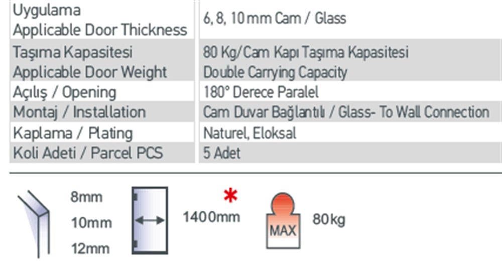 CAM SÜRME SİSTEMİ 661- 2 MT RAY VE AKSESUARLARI (SIKIŞTIRMA)