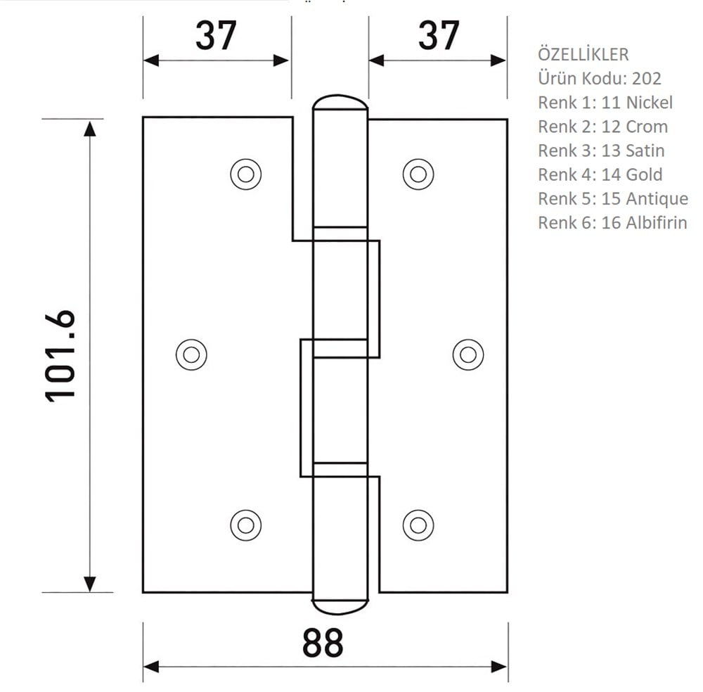 ÜNİVERSAL YÖNSÜZ ÇELİK MENTEŞE