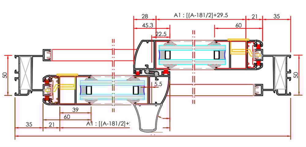 ALUMİNYUM YALITIMSIZ SÜRME İKİ KANAT HAREKETLİ
