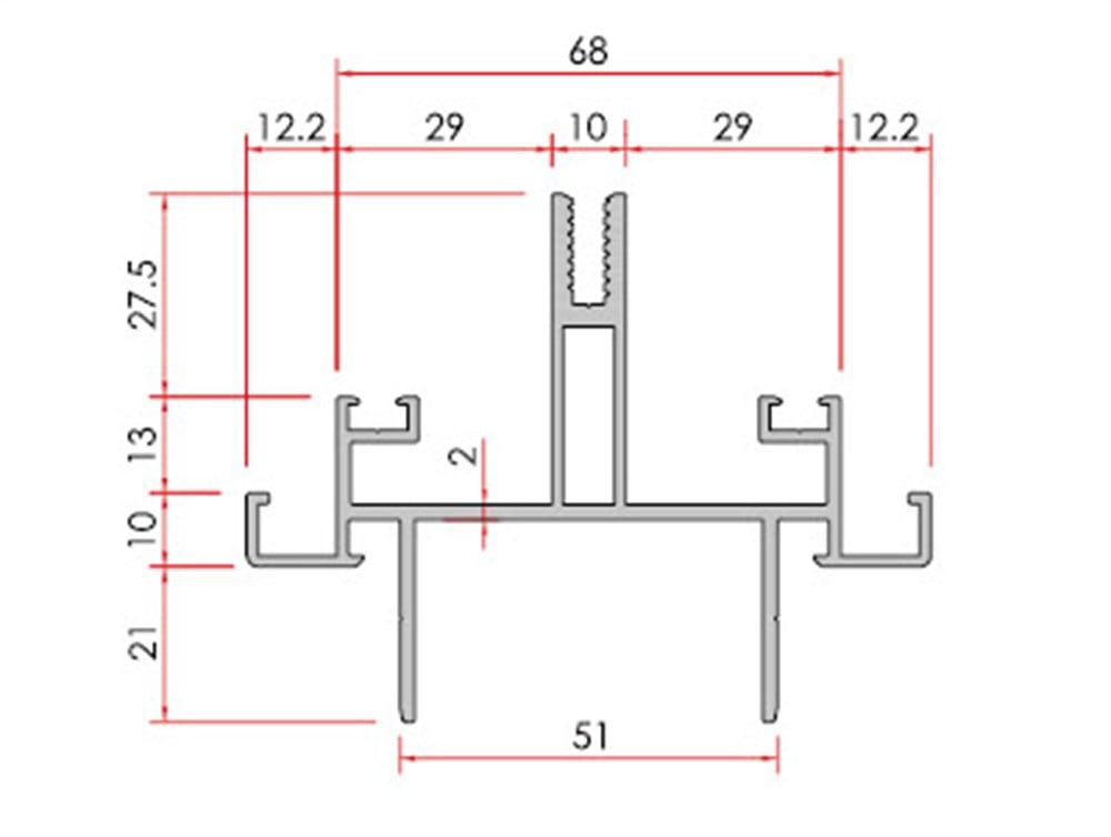 AF68 SKY IŞIKLIK SİSTEMİ ANA DİKEY ALUMİNYUM PROFİL
