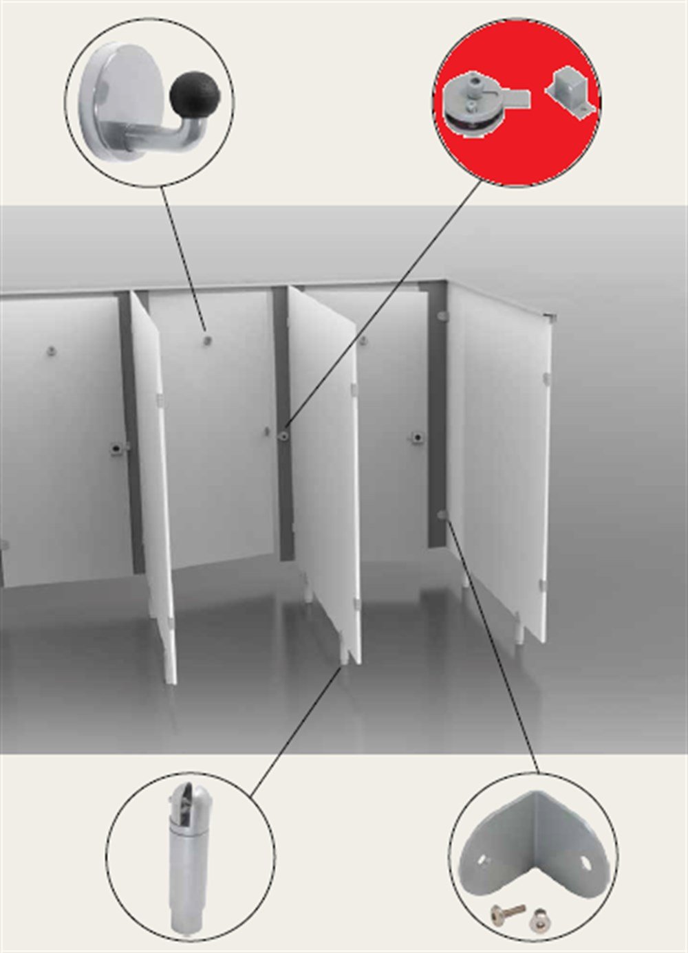 Kabin Kapı Sürgü Kilidi (Aluminyum ve Plastik)