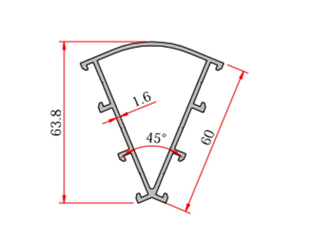 C60 ALUMİNYUM KÖŞE DÖNÜŞ PROFİLİ 135 DERECE
