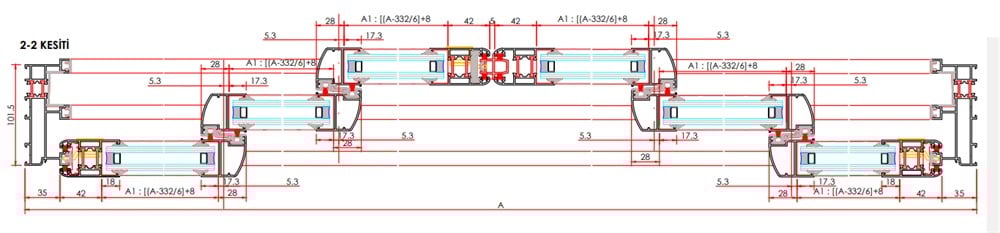 ALUMİNYUM YALITIMLI 3+3 KANAT HAREKETLİ SÜRME